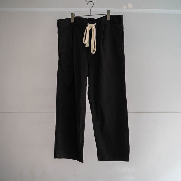 1970-80s Italian military wide pants 'dead stock' -waist & hem remake- "black dyed"