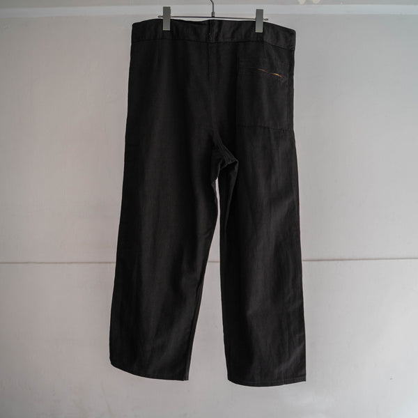 1970-80s Italian military wide pants 'dead stock' -waist & hem remake- "black dyed"