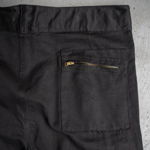 1970-80s Italian military wide pants 'dead stock' -waist & hem remake- "black dyed"