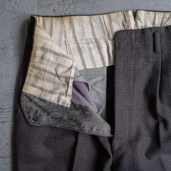 1970s Japan vintage brown based check slacks