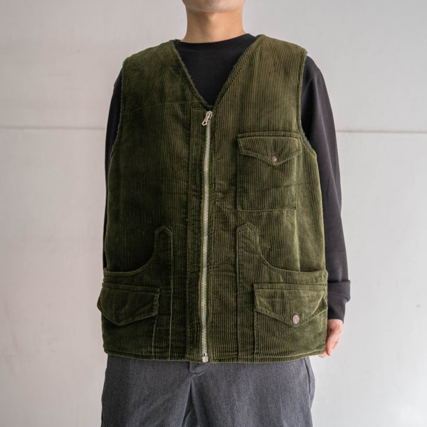 1980s Europe olive hunting vest -boa lining-