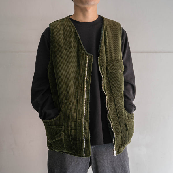 1980s Europe olive hunting vest -boa lining-