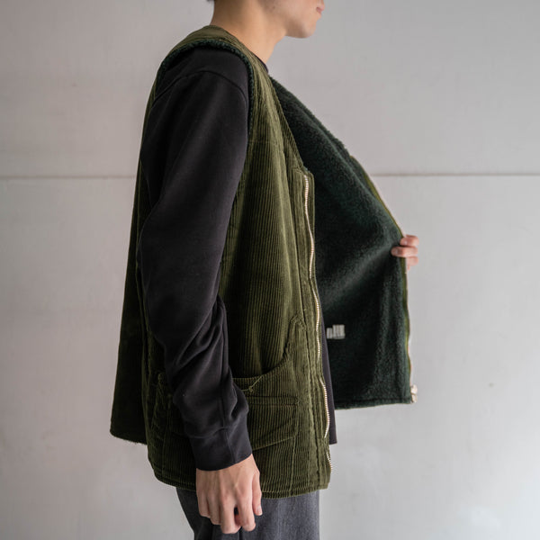 1980s Europe olive hunting vest -boa lining-