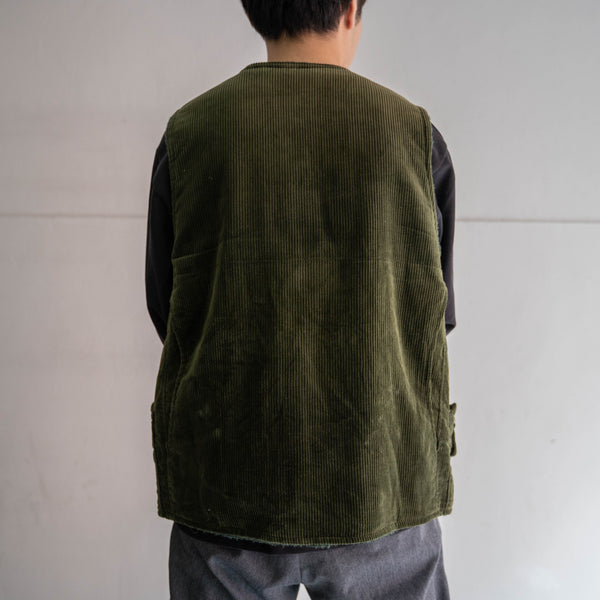 1980s Europe olive hunting vest -boa lining-
