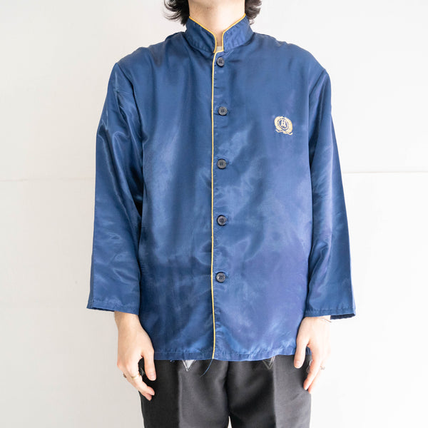 around 1990s Europe navy color stand collar pajama shirt