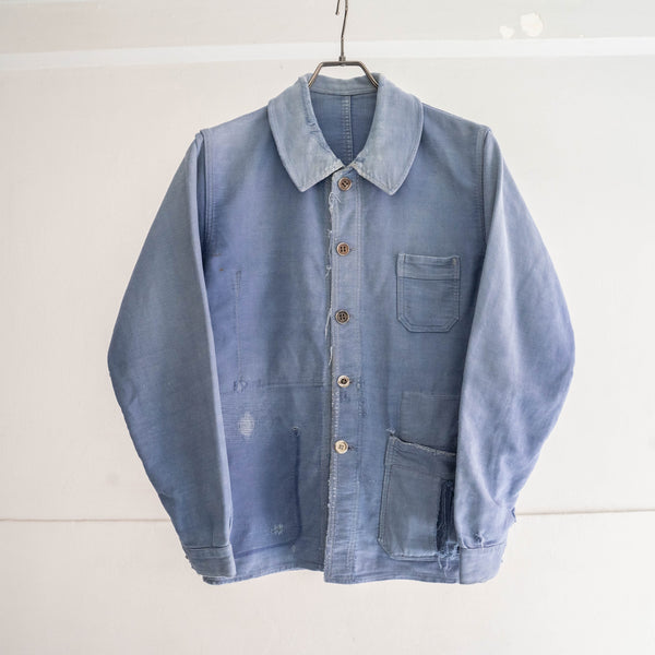 1940s France blue moleskin jacket 'good fade & damage'