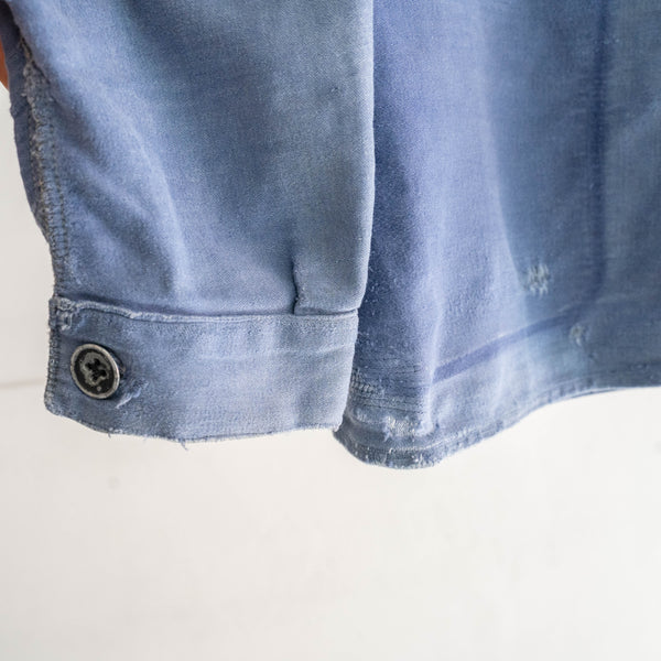 1940s France blue moleskin jacket 'good fade & damage'