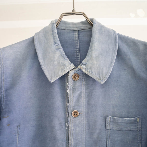 1940s France blue moleskin jacket 'good fade & damage'