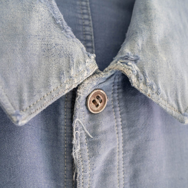 1940s France blue moleskin jacket 'good fade & damage'