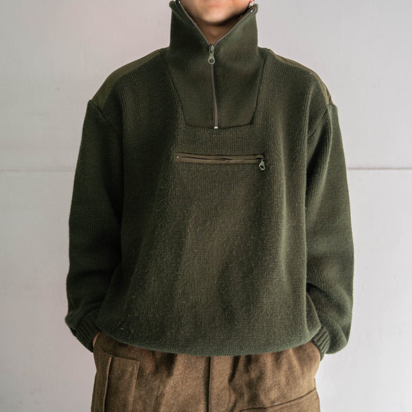 1990s Europe deep green pull over knit -military sampling-