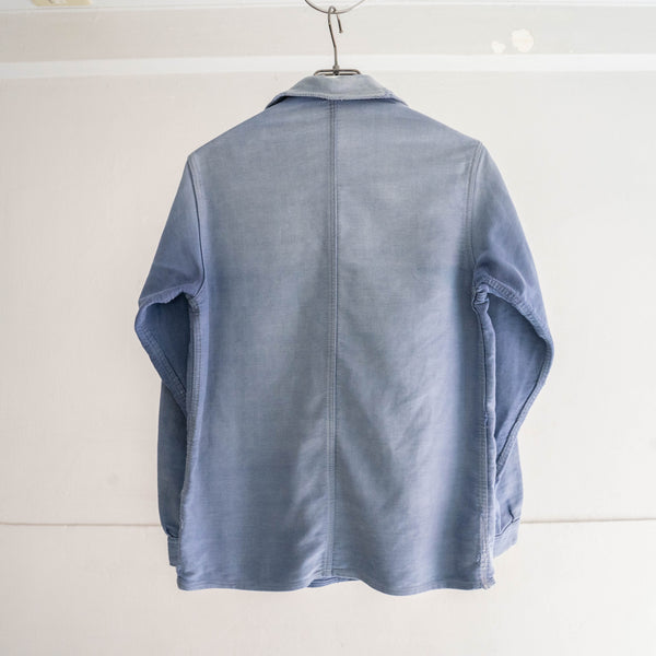 1940s France blue moleskin jacket 'good fade & damage'