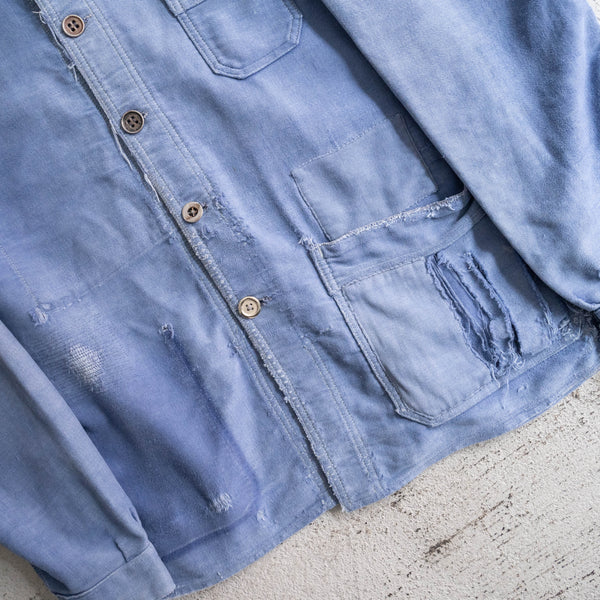 1940s France blue moleskin jacket 'good fade & damage'