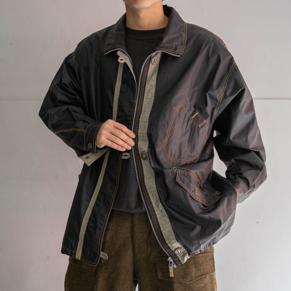 1990-00s silver gray tech half coat