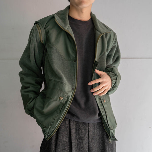around 1990s Europe green fleece × nylon jacket -good detail- 'dead stock'