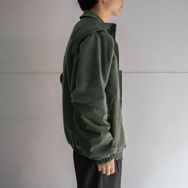 around 1990s Europe green fleece × nylon jacket -good detail- 'dead stock'