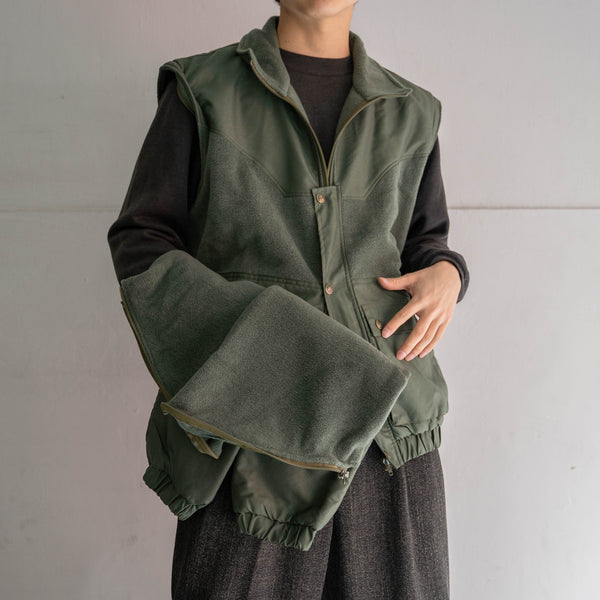 around 1990s Europe green fleece × nylon jacket -good detail- 'dead stock'