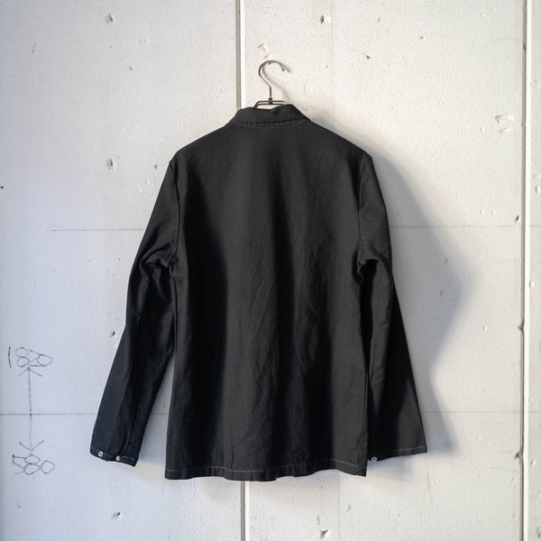 arounnd 1970s France cotton twill work jacket 'dead stock' -black dyed-