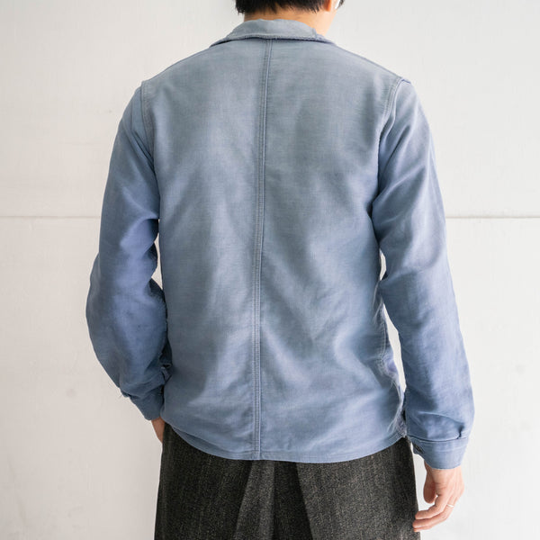 1940s France blue moleskin jacket 'good fade & damage'