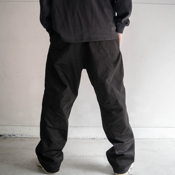1970-80s Italian military wide pants 'dead stock' -waist & hem remake- "black dyed"