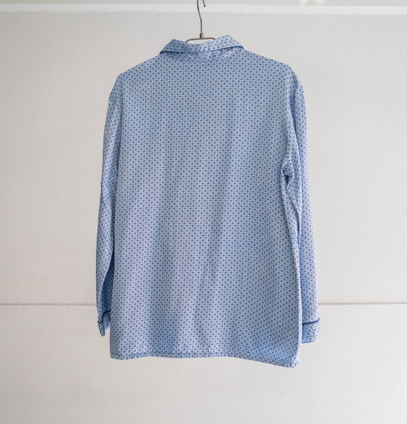 around 1990s Europe light blue color all over pattern pajama shirt