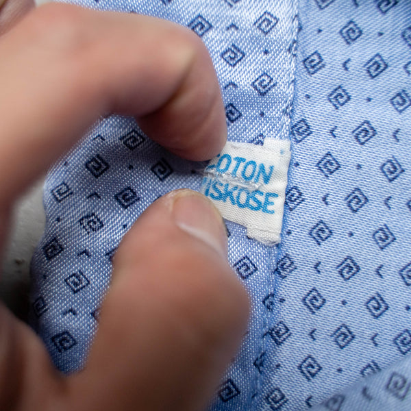 around 1990s Europe light blue color all over pattern pajama shirt