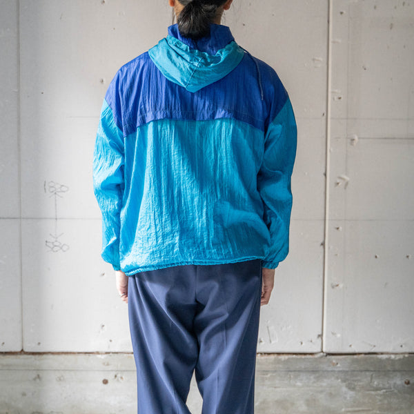 1980-90s 2tone blue nylon anorak parka