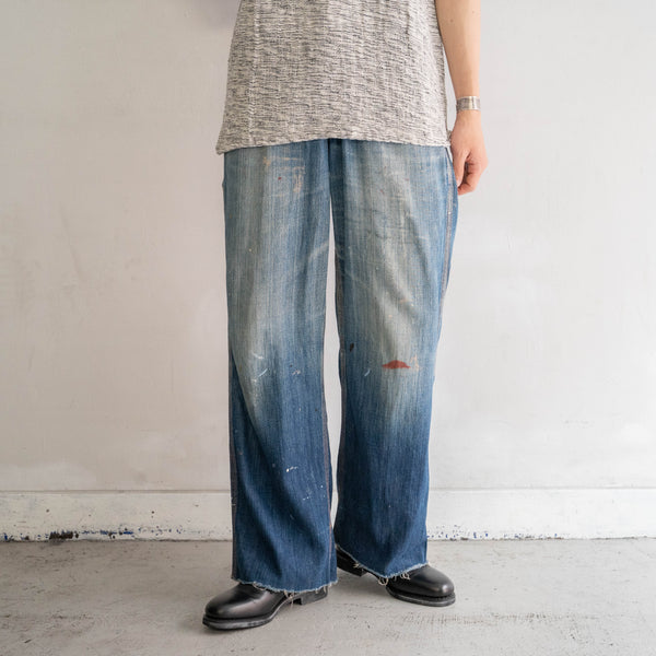 around 1970s USA? blue denim pants 'great fade & paint'