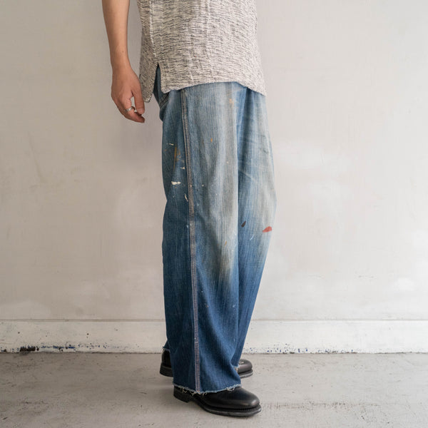around 1970s USA? blue denim pants 'great fade & paint'