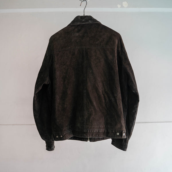 1990-00s black suede leather short jacket
