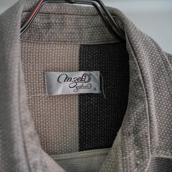 1990s gray × black multi-border shirt