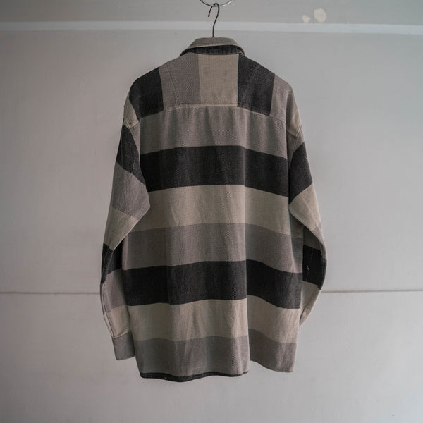 1990s gray × black multi-border shirt