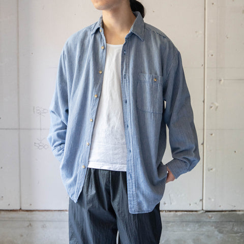 1990s 'FADED GLORY' blue × white woven striped shirt