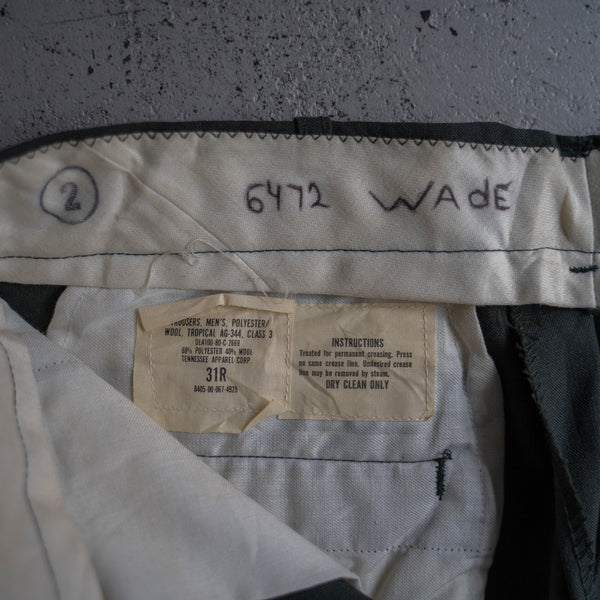 1980s US military gray green tropical wool slacks