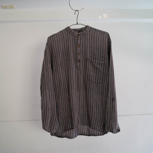 around 1990s purple based stripe no collar pullover shirt