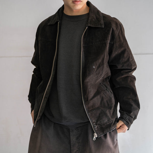 1990-00s black suede leather short jacket
