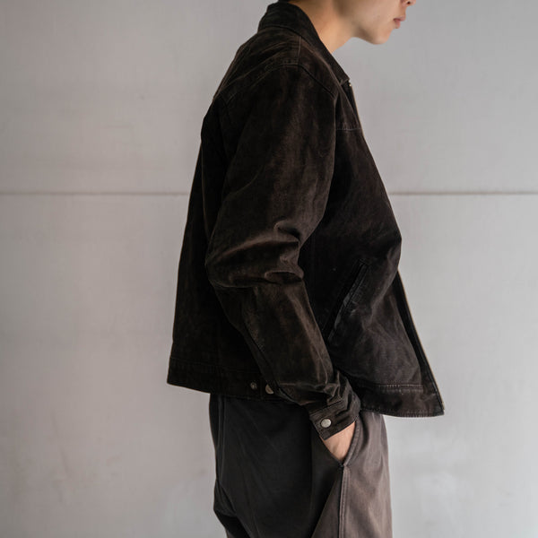 1990-00s black suede leather short jacket