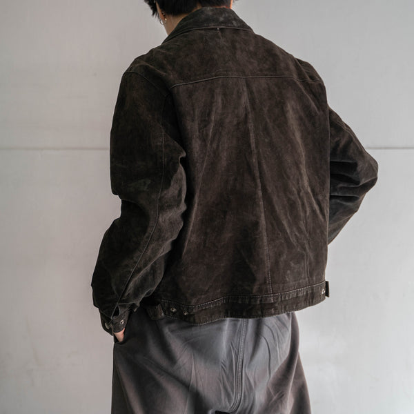 1990-00s black suede leather short jacket