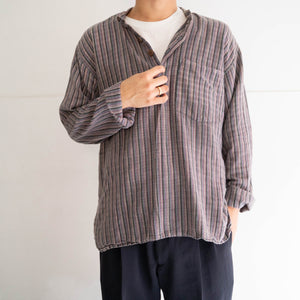 around 1990s purple based stripe no collar pullover shirt