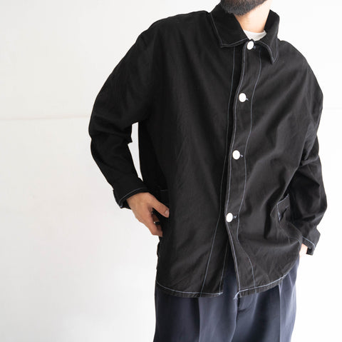 1970-80s German military sky blue stitch pajama shirt 'dead stock' -black dyed-