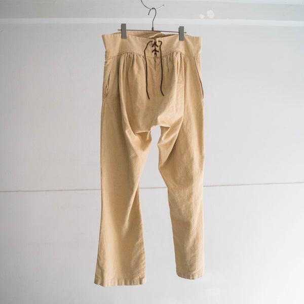 around 1980s beige color linen sailor pants