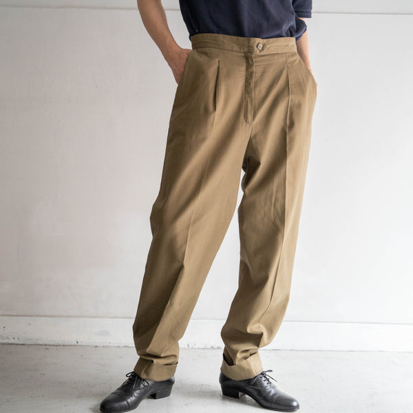 around 1980s Italy dark beige cotton chino slacks