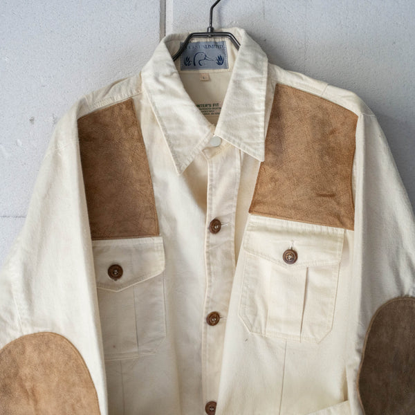 1980-90s ecru × suede 4 pockets belted jacket