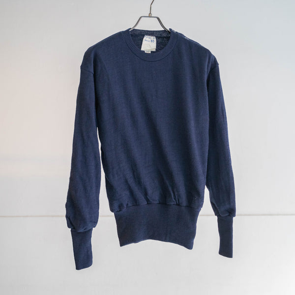 around 1970s French military navy color crew neck sweater