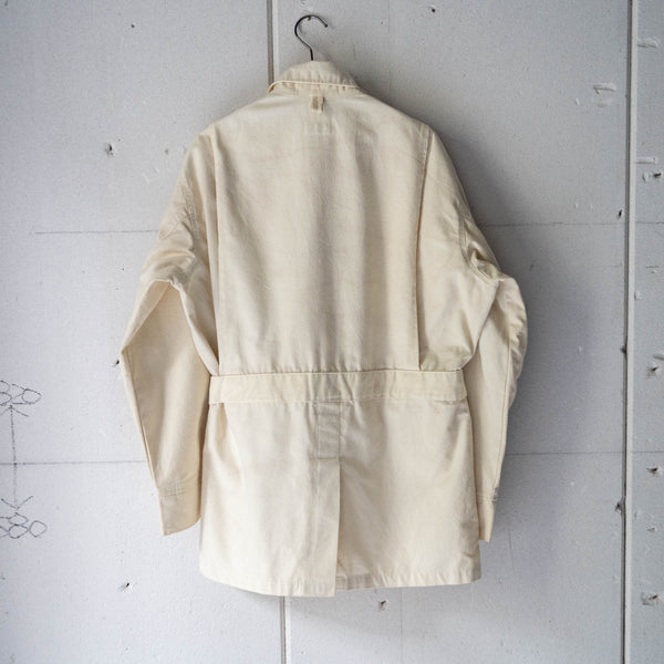 1980-90s ecru × suede 4 pockets belted jacket