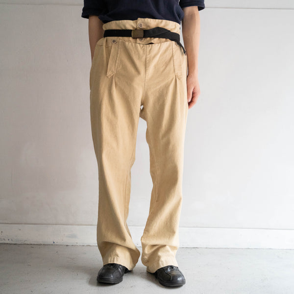 around 1980s beige color linen sailor pants