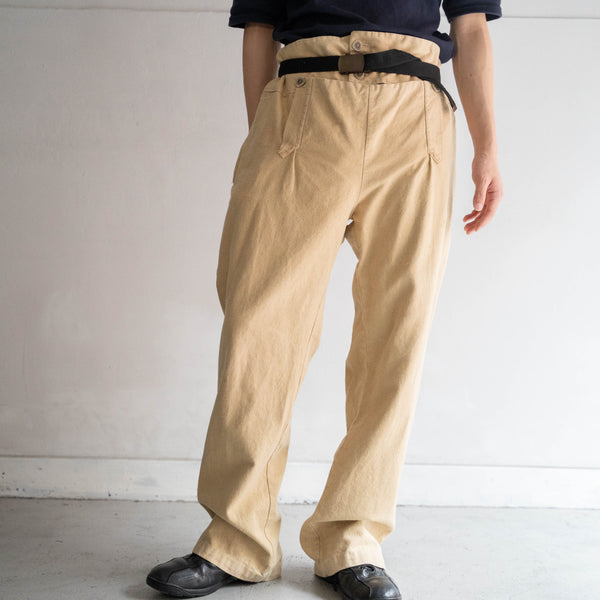 around 1980s beige color linen sailor pants