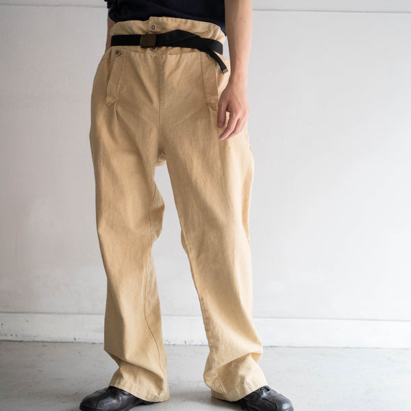 around 1980s beige color linen sailor pants