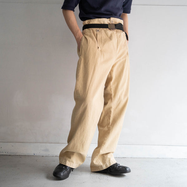 around 1980s beige color linen sailor pants