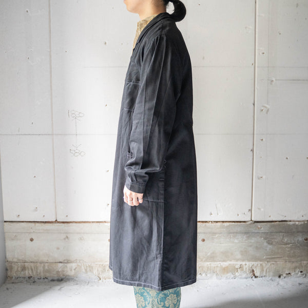 around 1980s Italian military work coat 'black dyed' -dead stock-