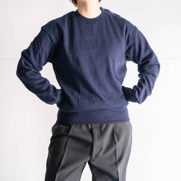 around 1970s French military navy color crew neck sweater